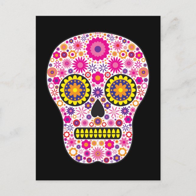 Pink Mexican Sugar Skull Postcard (Front)