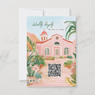Pink Mexico Destination QR Code RSVP Card