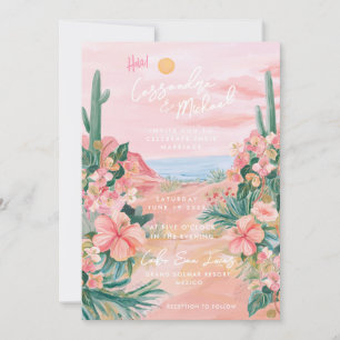 Pink Mexico Destination Wedding Invitation