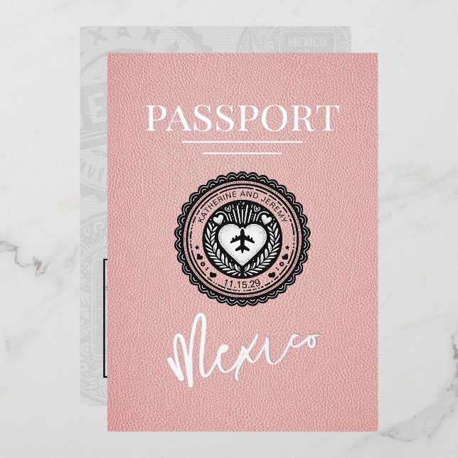 Pink Mexico Passport Wedding (Front/Back)