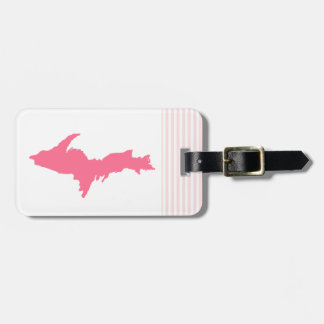 Pink Michigan Upper Peninsula Luggage Tag