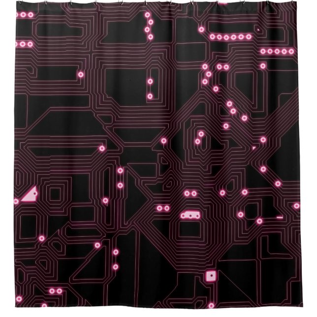 pink micro chip circuit backgroundbackground,3d,ab shower curtain (Front)