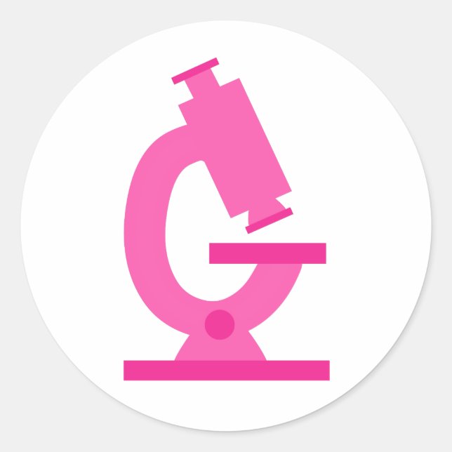 Pink Microscope Science Classic Round Sticker (Front)