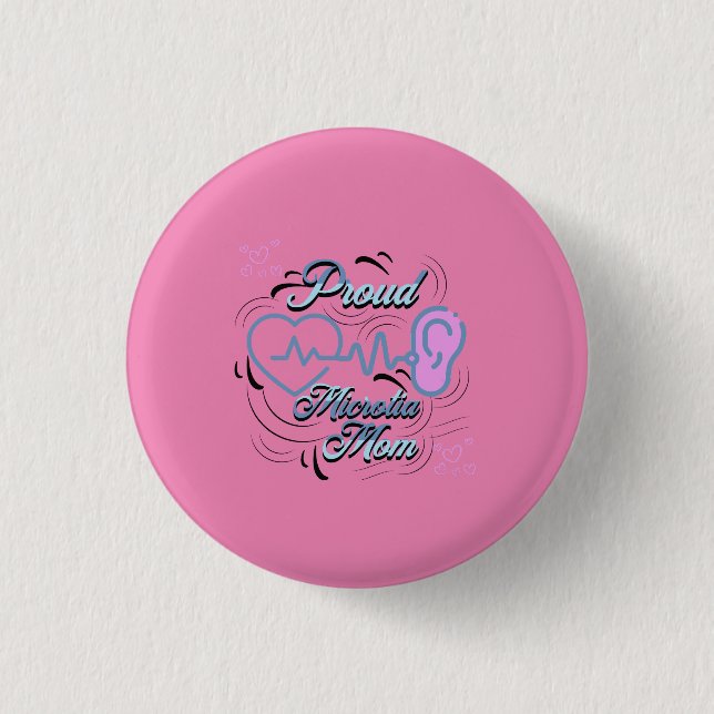 Pink Microtia  3 Cm Round Badge (Front)