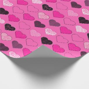 Pink Mid Century Modern Hearts Wrapping Paper