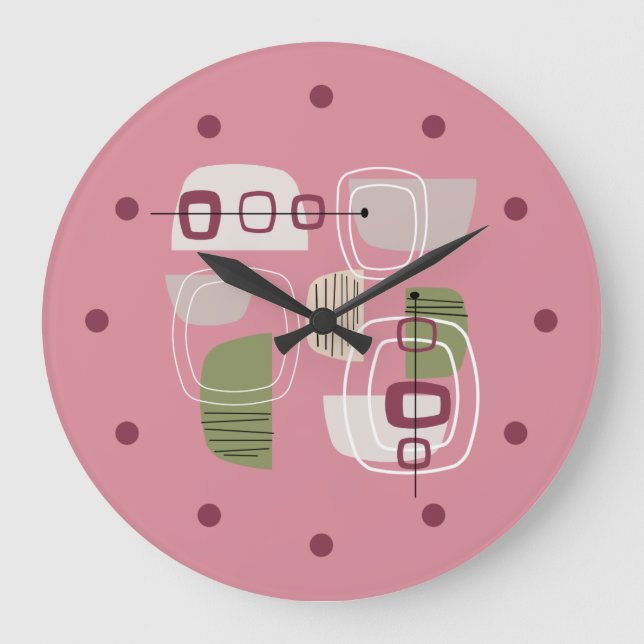 Pink Mid Century Modern Rocks Large Clock (Front)
