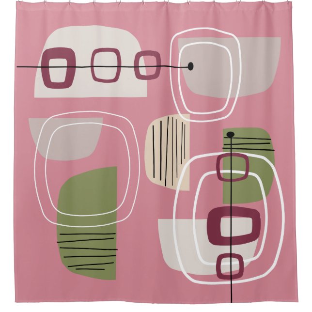 Pink Mid Century Modern Shower Curtain (Front)