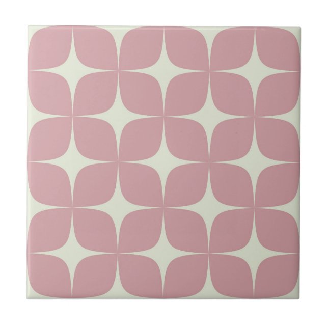 Pink Mid-Century Modern Vintage Geometric Retro Tile (Front)