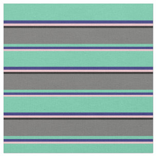 Pink, Midnight Blue, Aquamarine, Dim Grey & Black Fabric