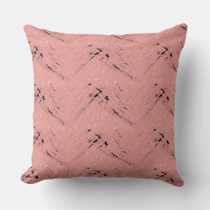 Pink, midnight blue, white shabby chic Pillow