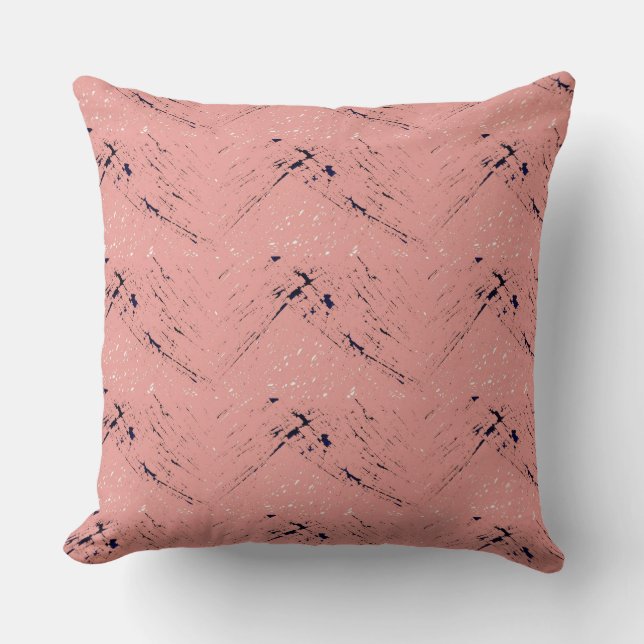 Pink, midnight blue, white shabby chic Pillow (Front)