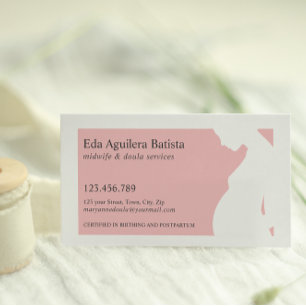 Pink Midwife Doula Pregnant Woman SILHOUETTE Business Card