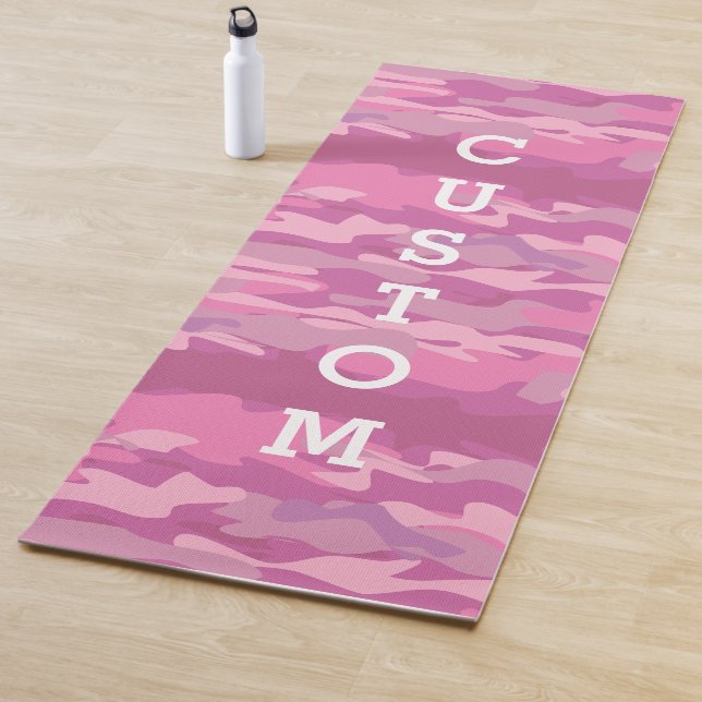 Pink military camo army camouflage pattern thick yoga mat (In Situ)