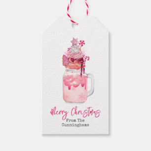 Pink Milkshake Merry Christmas Gift Tags
