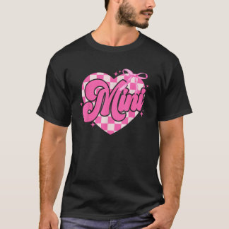Pink Mini Chequered Coquette Bow Cute Mum Valentin T-Shirt