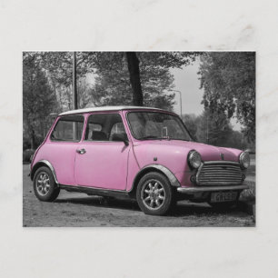 Pink Mini Cooper Car Postcard