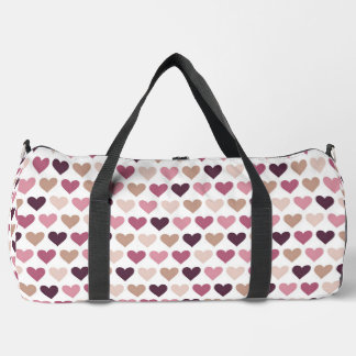 Pink Mini Hearts and Plum Romantic Love Motif Duffle Bag
