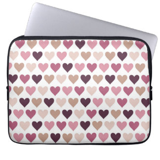 Pink Mini Hearts and Plum Romantic Love Motif Laptop Sleeve