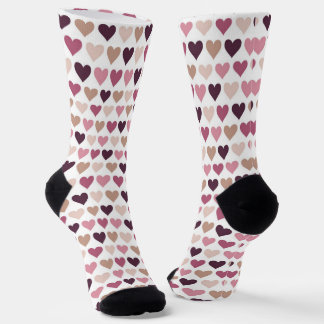 Pink Mini Hearts and Plum Romantic Love Motif Socks