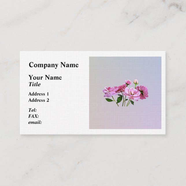 Pink Miniature Roses Business Card (Front)