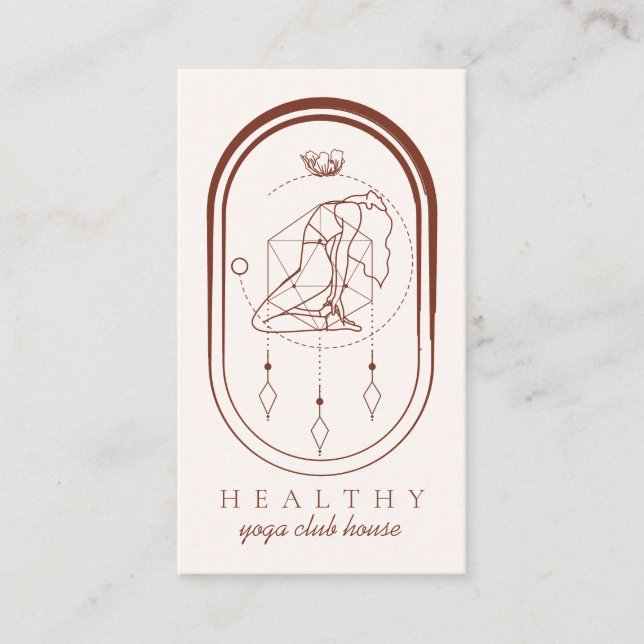Pink Minimal Beauty Secret Geometry Yoga Coach Business Card (Front)