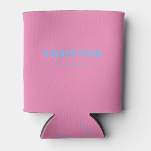 Pink Minimal Modern Classic Name Can Cooler