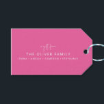 Pink Minimal Personalised A Gift From Family Name  Tags<br><div class="desc">Minimalist Personalised A Gift From Family Name Gift Tags in Hot Pink</div>