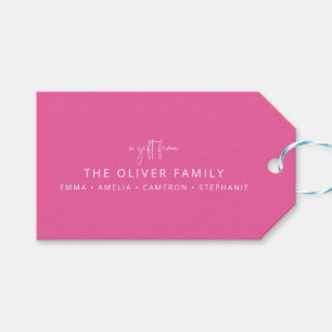Pink Minimal Personalised A Gift From Family Name  Tags