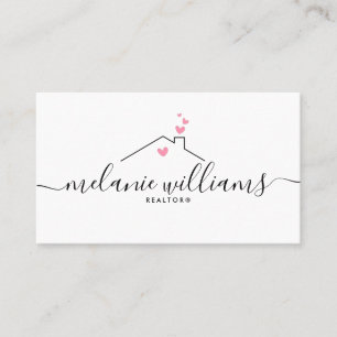 Pink Minimal Realtor  Business Card