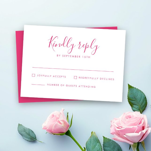 Pink Minimal Wedding RSVP Card (Creator Uploaded)