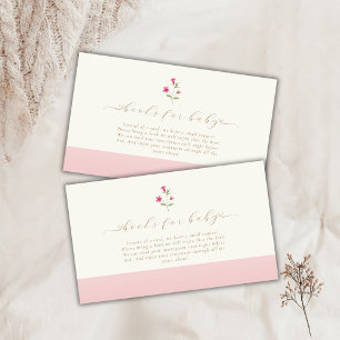 Pink Minimal Wildflower Books For Baby Shower Enclosure Card