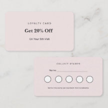 Pink Minimalist Aesthetician Loyalty Punch Card