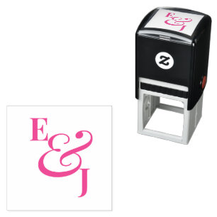 Pink Minimalist Ampersand Wedding Modern Self-inking Stamp