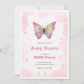 Pink Minimalist Baby Shower Invitation