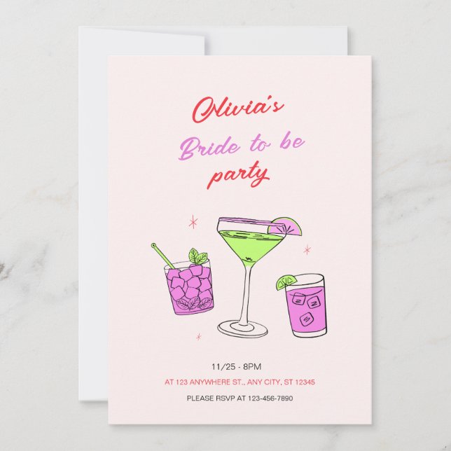 Pink Minimalist Bridal Shower Bride To Be Party  Invitation (Front)