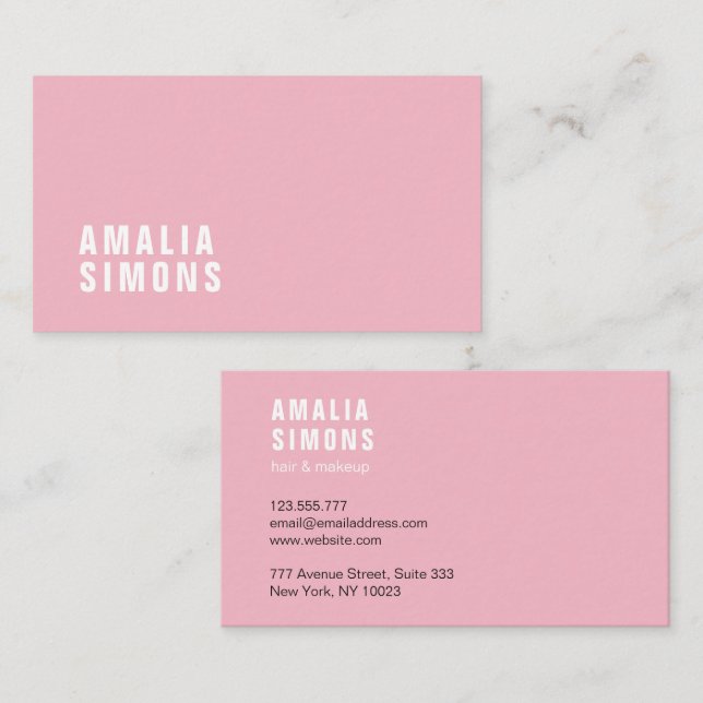 Pink Minimalist Business Cards (Front/Back)