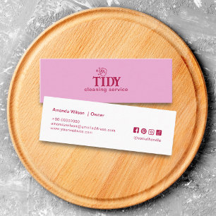 Pink Minimalist Cleaning Service Custom  Mini Business Card