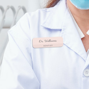 Pink Minimalist Dentist Name Tag