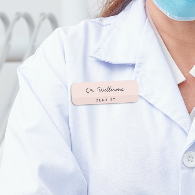 Pink Minimalist Dentist Name Tag (Creator Uploaded)