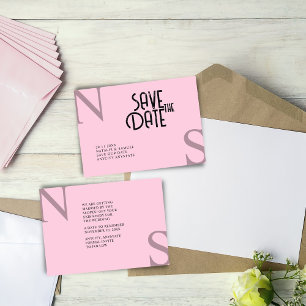 Pink Minimalist & Elegant Bold Initials Wedding Save The Date