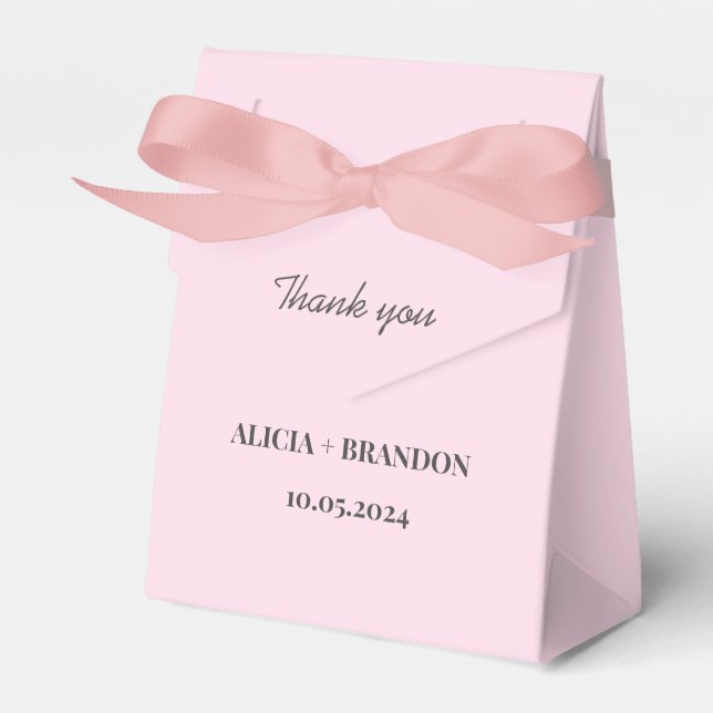 Pink Minimalist Elegant Modern Wedding Favour Box (Front Side)