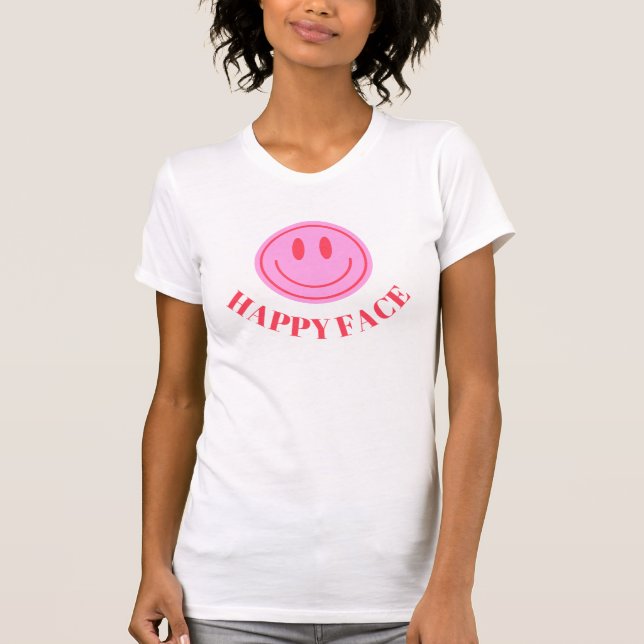 Pink Minimalist Emoji T-shirt Design (Front)