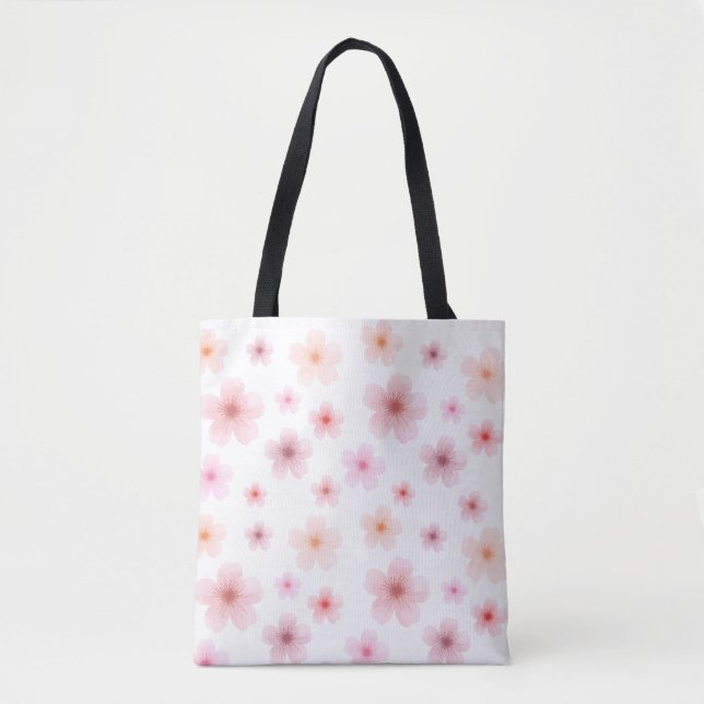 Pink Minimalist Floral Tote Bag (Front)