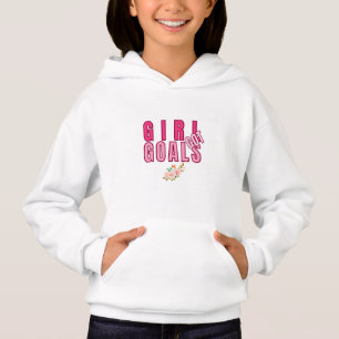 Pink Minimalist Girl Got Goals Typographic Hoodie