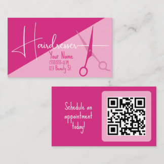 Pink Minimalist Hairdresser fashion Business Card