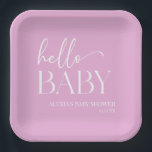 Pink Minimalist Hello Baby Baby Shower Paper Plate<br><div class="desc">These are Pink Minimal Minimalist Hello Baby Baby Shower Paper Plates!</div>