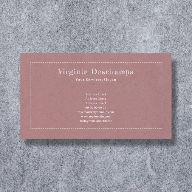 Pink Minimalist Kraft Rustic Business Card (Kraft & Rustic Pink Business Card)