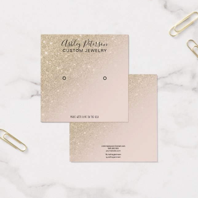 Pink minimalist light gold stud earring display (Office)