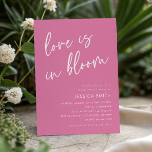 Pink Minimalist Love is in Bloom Bridal Shower Invitation