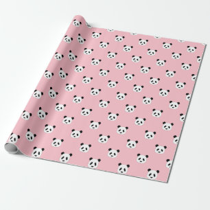 Pink - Minimalist Panda Pattern Wrapping Paper